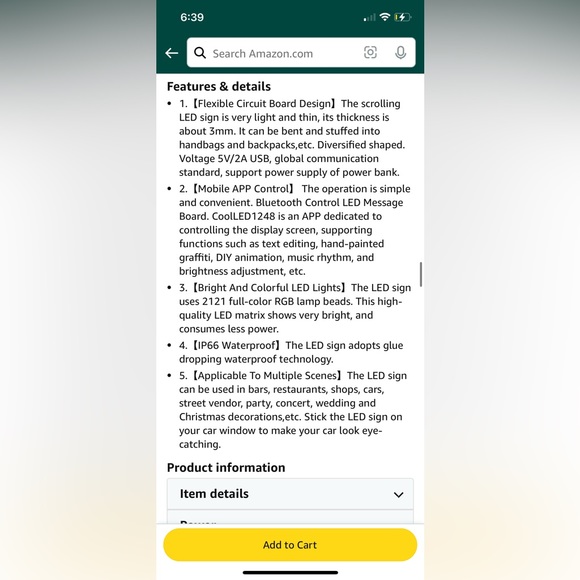 QBZDOUA Programmable Car LED Sign - Picture 11 of 11